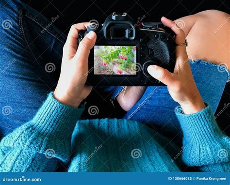 Amateur Photographer Looks At Camera Stock Image Image Of Amateur Focus