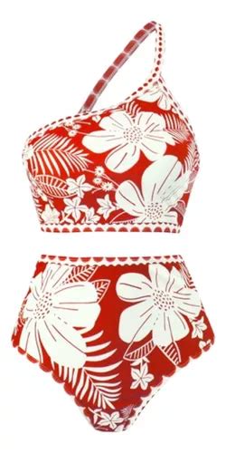 Bikini Biquíni Ombro Único Estampa Floral Hot Pant 4s0438 Parcelamento sem juros