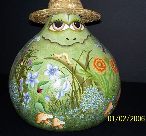 painted frog gourd | Painted gourds, Gourd art, Gourds crafts