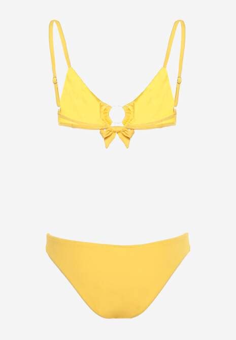 Żółte Bikini Ozdobione Okrągłą Klamrą Przy Biustonoszu Carisia Renee