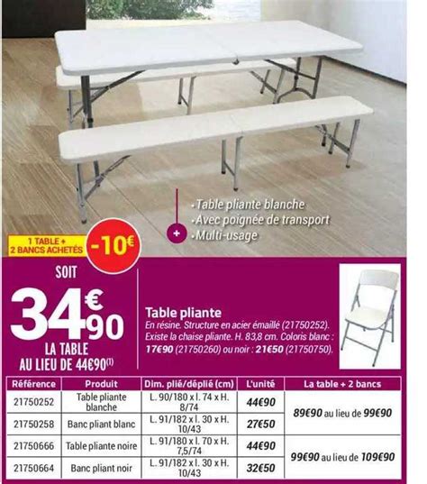 Promo Table Pliante Chez Bricorama ICatalogue Fr