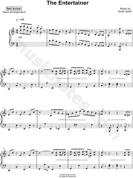 Neil Archer The Entertainer Sheet Music Piano Solo In C Major