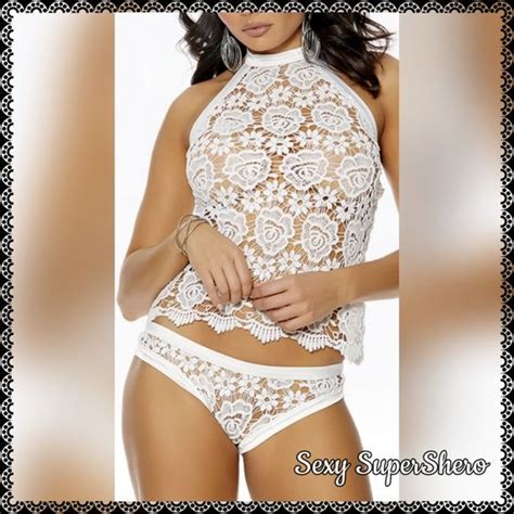 Sexy Supershero Intimates Sleepwear Carolinecrochet Lace Cami Panty Lingerie Set Poshmark