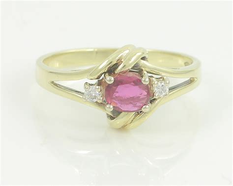 Vintage 14k Ruby Diamond Ring 14k Heat Treated Ruby Diamond Ring 585