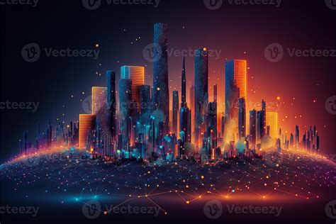 Abstract smart city technology connection concept. 22851624 Stock Photo