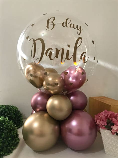 Balão personalizado rosa dourado Balões personalizados Como