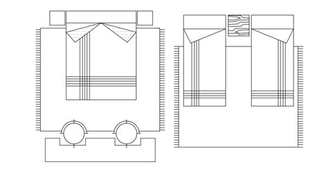 single double bed layout cad drawing  interiors
