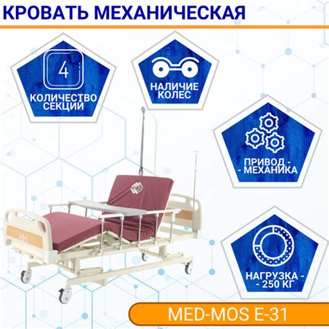 MED-MOS Кровать для лежачих больных Е-31 механическая (ABS, 4 секции ...