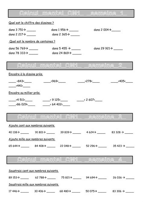 Pdf Calcul Mental Cm Semaine La Classe De Mallory Pdf