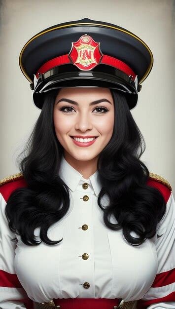 Premium Photo Beautiful Young Woman Dressed As A Police Officer With A Red Uniform