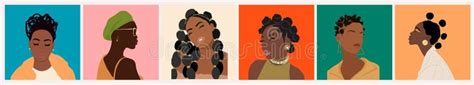 Set Of Abstract Black Woman Portraits Avatars Stock Vector Illustration Of African Person