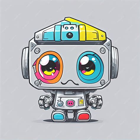 Иллюстрационный вектор Милый Смешной Маленький Робот | Премиум векторы