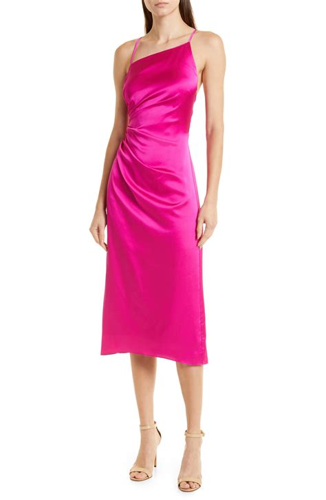 Milly Electra Ruched Satin Slipdress In Pink Lyst