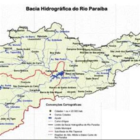 Localização da bacia hidrográfica do rio Paraíba Na porção sudoeste