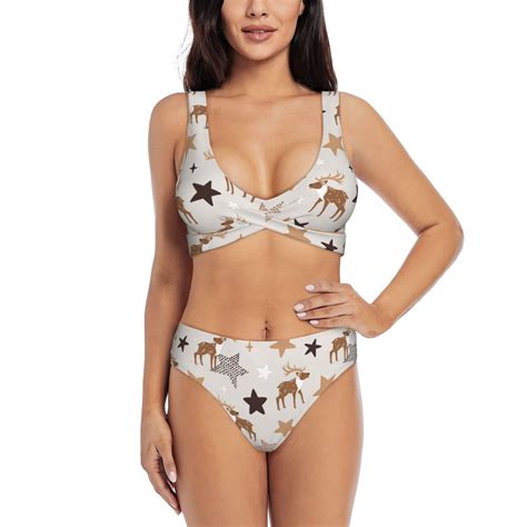 Swim Suits For Women Bikini Cartoon Cute Deer Stars Soft