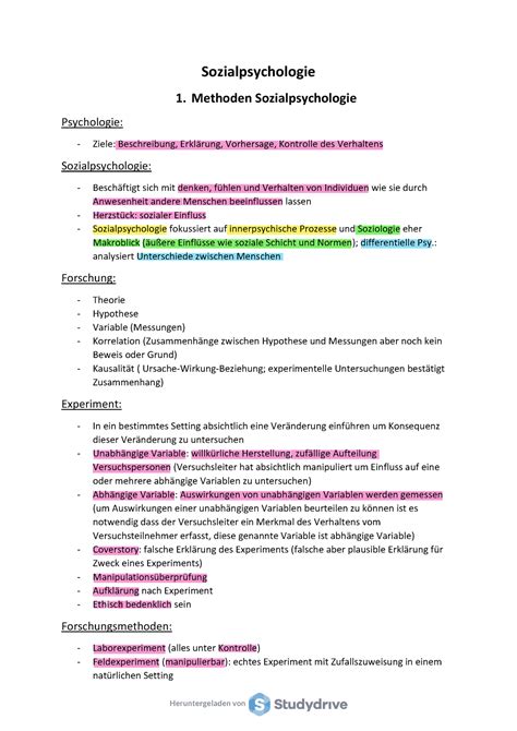 Sozialpsychologie Methoden Sozialpsychologie Psychologie Ziele