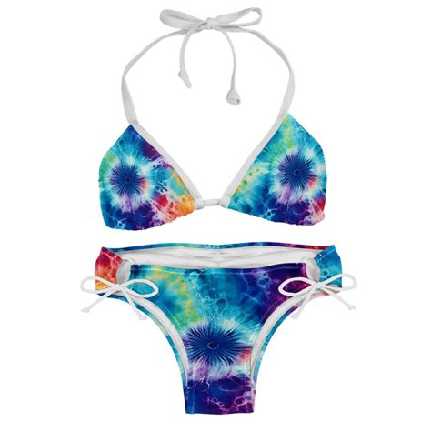 Tie Dye Swim Wear Bikini Set With Detachable Sponge Adjustable Strap Two Pack For Versatile