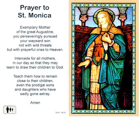 Prayer Holy Card St Monica Laminated Wbp Mon Monica Saints