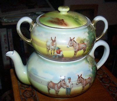 SUPER SIGNED ROYAL BAYREUTH DONKEY BOY STACKING TEAPOT ART NOUVEAU ERA
