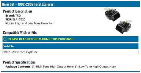1992 2002 Ford Explorer Horn Trq Ela17620