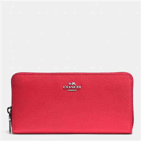 Coach Red Accordion Zip Wallet In Crossgrain Leather Lyst