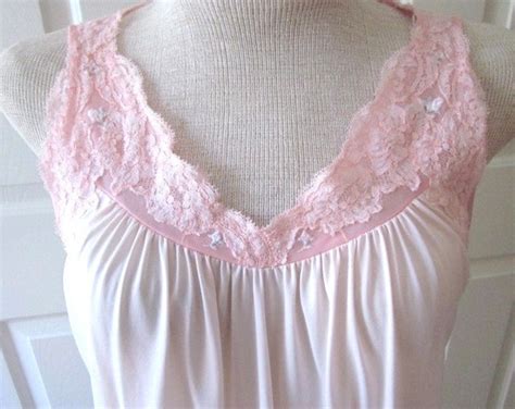 1970 S Vintage Coral Nightgown Lingerie Nylon Small Etsy