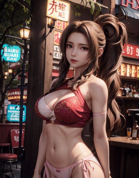 Final Fantasy Sex Art Outdoors Long Hair Mostly Nude Solo Belly Button Hourglass Figure