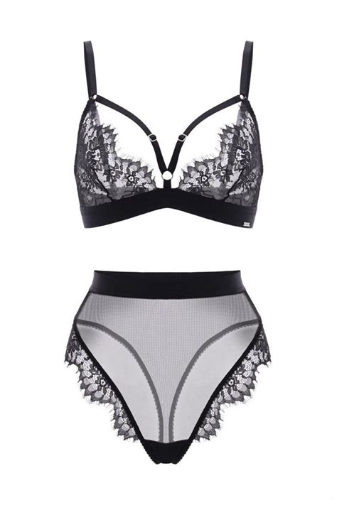 Plus Size Lingerie Set Black Lace High Waisted Thong Plus Etsy