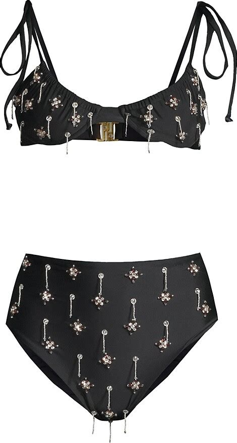 Oceanus Women S Maisie Crystal Embroidered Bikini Black Size Large ShopStyle Two Piece