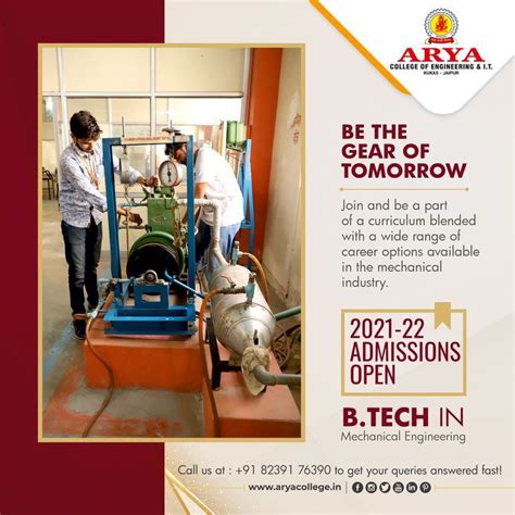 Be The Gear Of Tomorrow Admissions Open 2021 For Mechanical Engineering