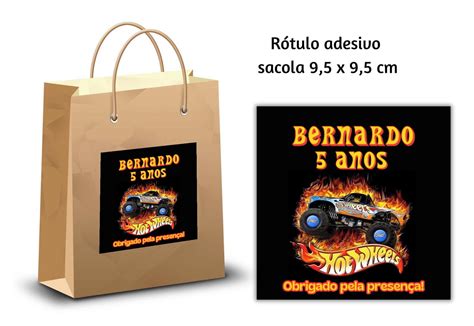R Tulo Adesivo Sacolinha Surpresa Hot Wheels Monster Trucks