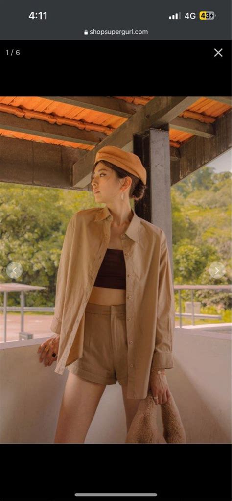 Supergurl Dickson Dad Shirt Sandstone Nude Women S Fashion Tops Shirts On Carousell