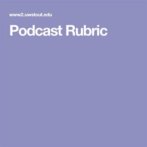Podcast Rubric Rubrics Podcasts Pedagogy