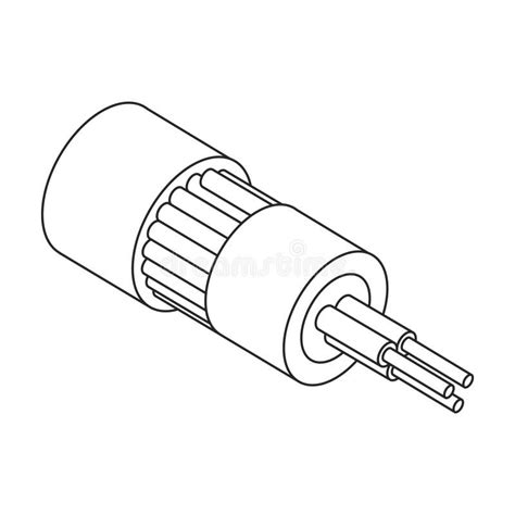 Fiber Cable Vector Icon Outline Vector Icon Isolated On White