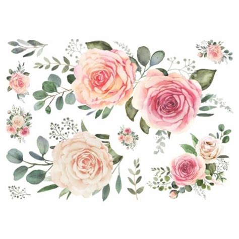 Roommates Rmk4305slm Pink Roses Peel And Stick Giant Wall Decals 1 Kroger