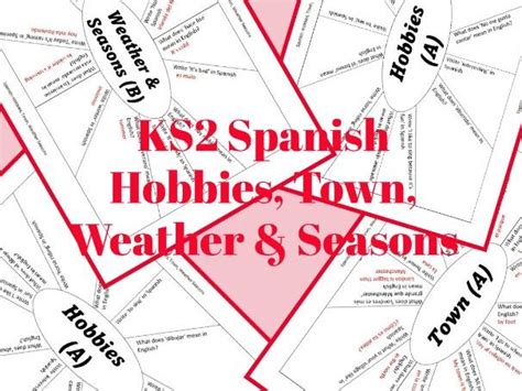 Ks2 Spanish Hobbies Town Weather And Seasons Revision Clocks Worksheets Teaching Resources