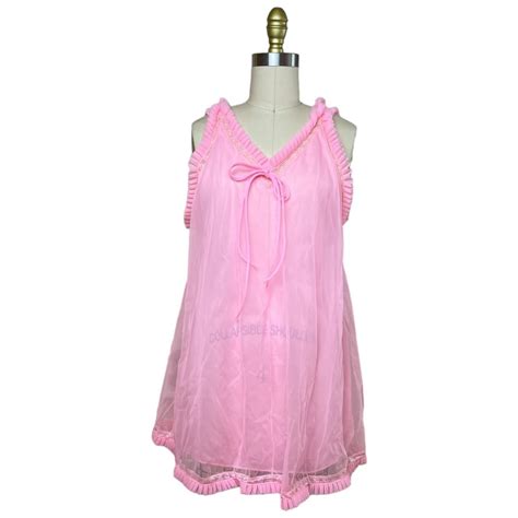 S Bubble Gum Pink Coquette Lingerie Nightgown Depop