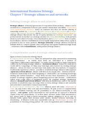 IBS 7 International Business Strategy Chapter 7 Strategic Alliances