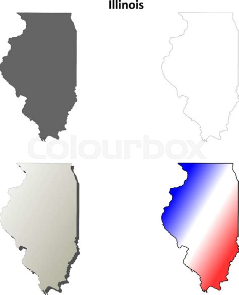 Illinois Outline Map Set Stock Vector Colourbox