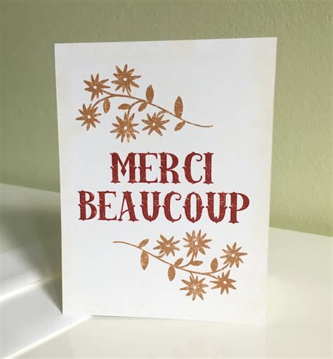 Items Similar To Greeting Card Merci Beaucoup Red Thank You Greeting