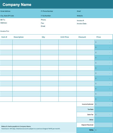 Excel Invoice Templates