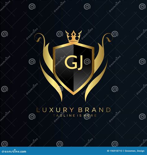 Gj Letter Initial With Royal Template Elegant With Crown Logo Vector