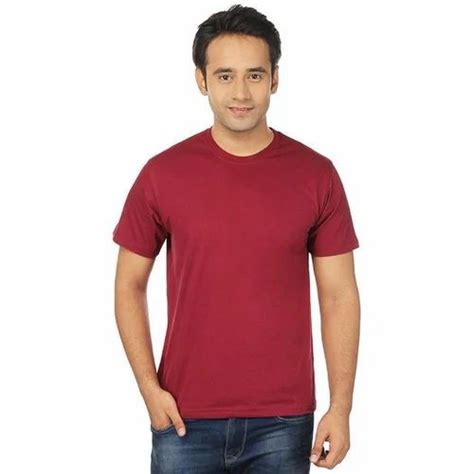 Round Neck Maroon T Shirt At Rs 160 Round Neck Men T Shirt In Gautam