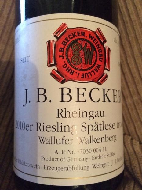 J B Becker Wallufer Walkenberg Riesling Kabinett Trocken Germany