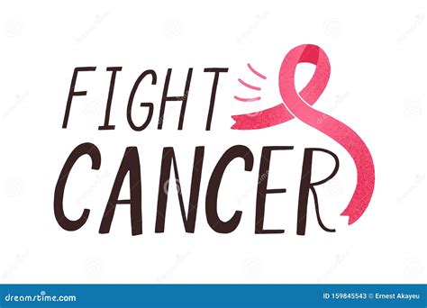 Fight Cancer Handwritten Lettering Women Oncological Disease Awareness