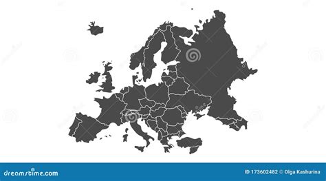 Europe Map Vector With Country Borders Stock Illustration