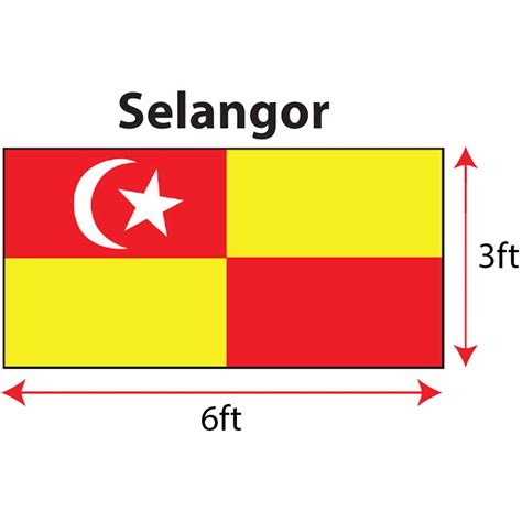 Selangor Flag 3x6ft Polymesh Bendera Negeri Selangor 3x6ft Polymesh