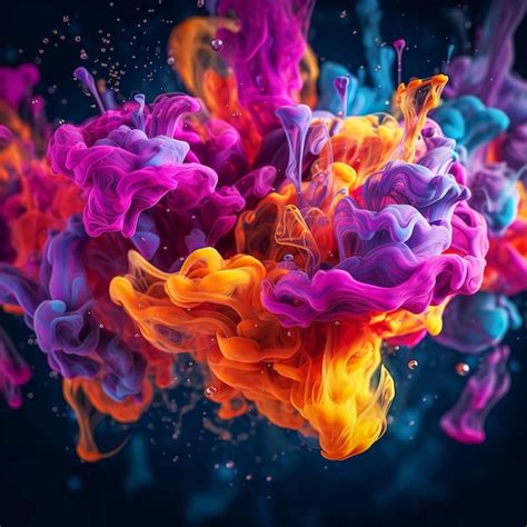 Premium AI Image Explosion Of Colorful Water And Ink Texture Into A