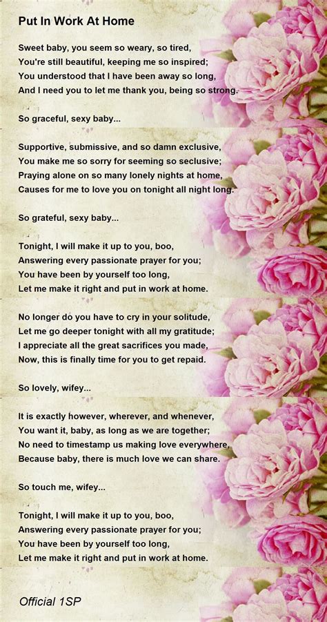 Put In Work At Home Put In Work At Home Poem By Official 1sp