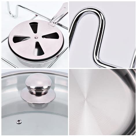 Buy Miumaeov Chafing Dish Stainless Steel Round Hot Pot Rack Buffet Warmer Container Glass Lid